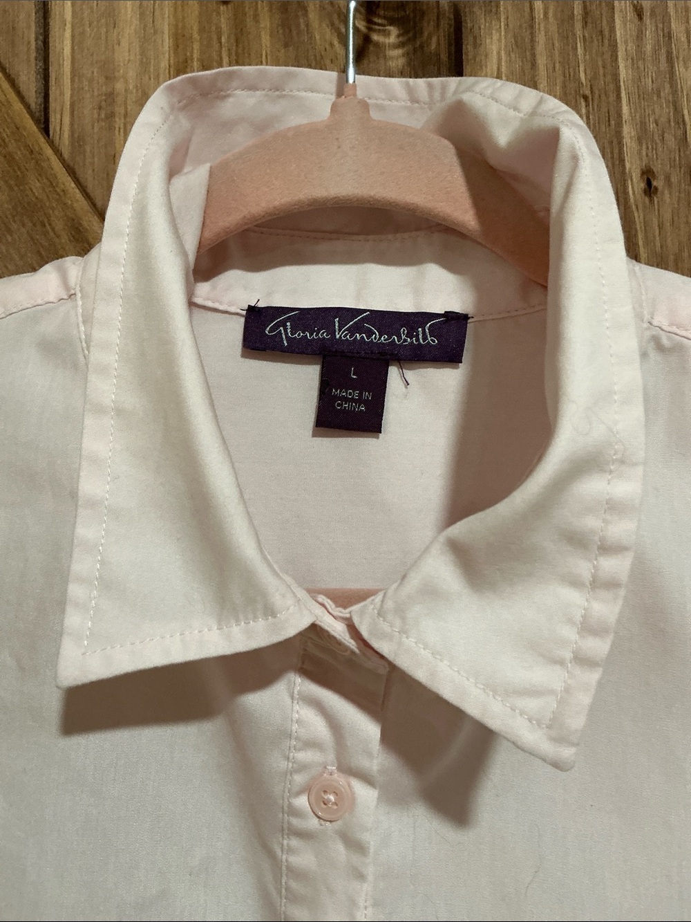 Gloria Vanderbilt Light Pink Button-Placket Long Sleeve Shirt - Picture 3 of 6